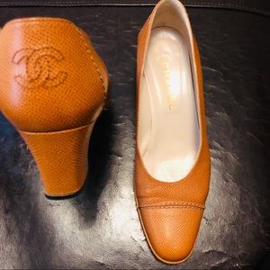 CHANEL Caviar Cap Toe Pumps with CC on the back!